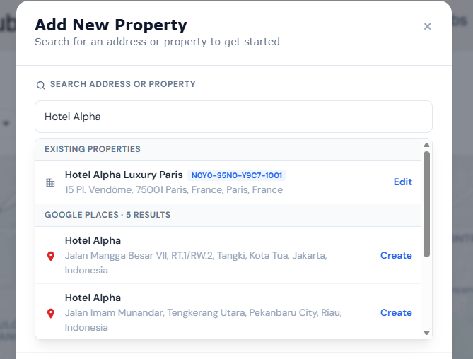 Property duplicate prevention — static fallback.